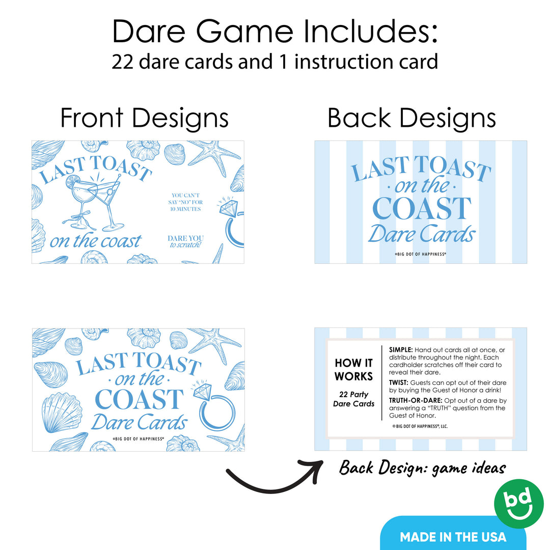 Last Toast on the Coast Dare Scratch Off Card Game - 22 Ct