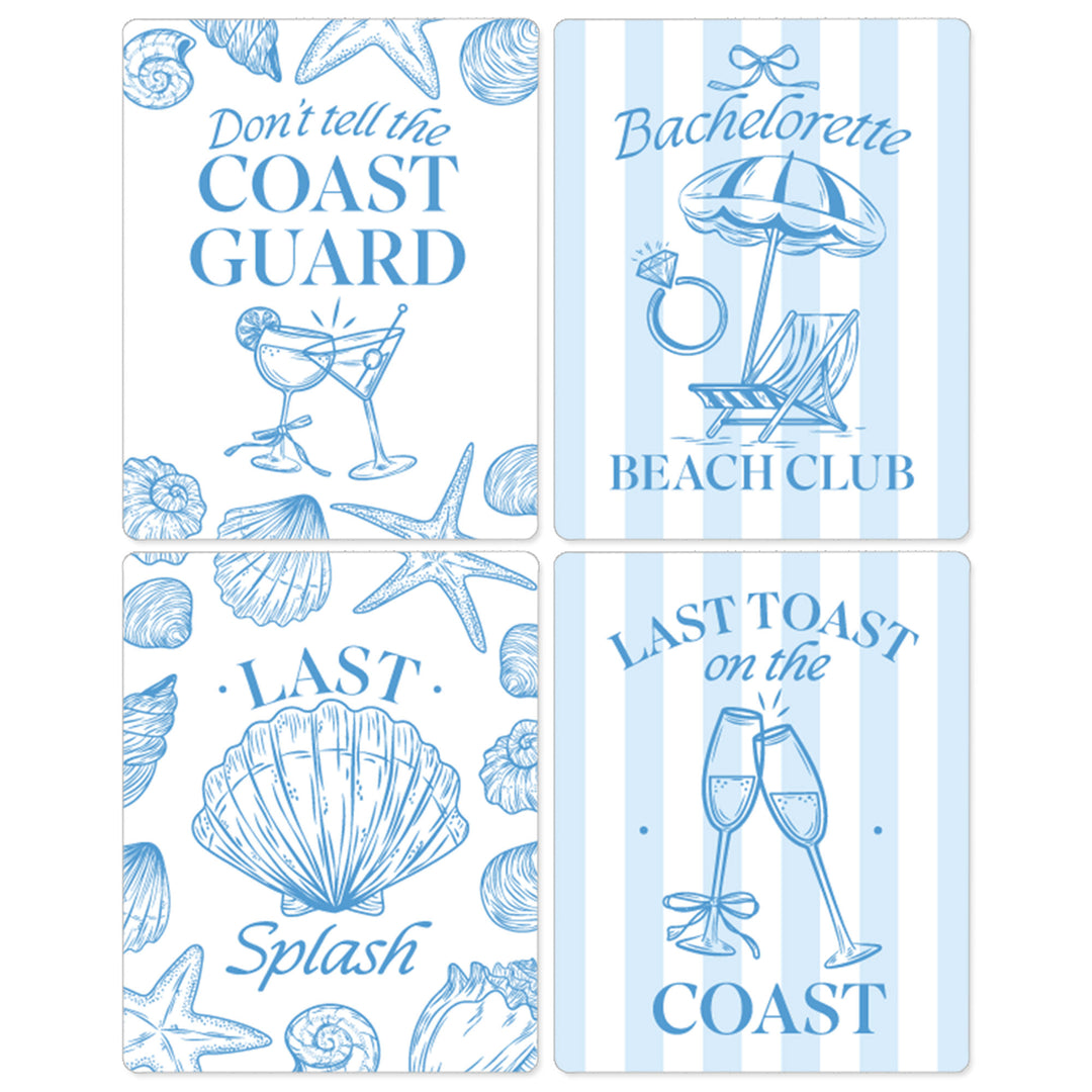 Last Toast on the Coast Wine Bottle Labels - 4 Ct