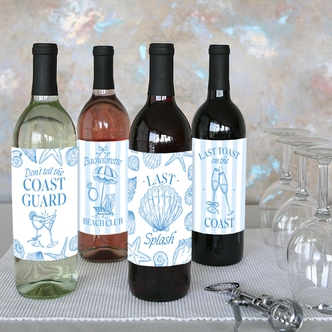Last Toast on the Coast Wine Bottle Labels - 4 Ct