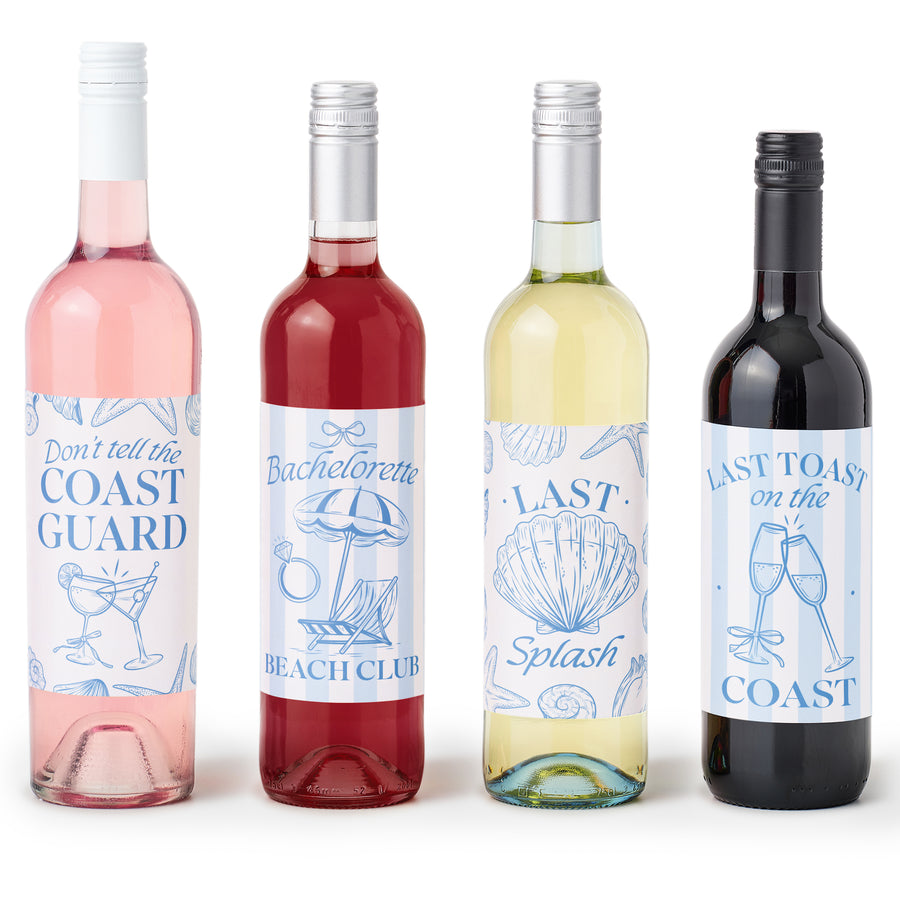 Last Toast on the Coast Wine Bottle Labels - 4 Ct