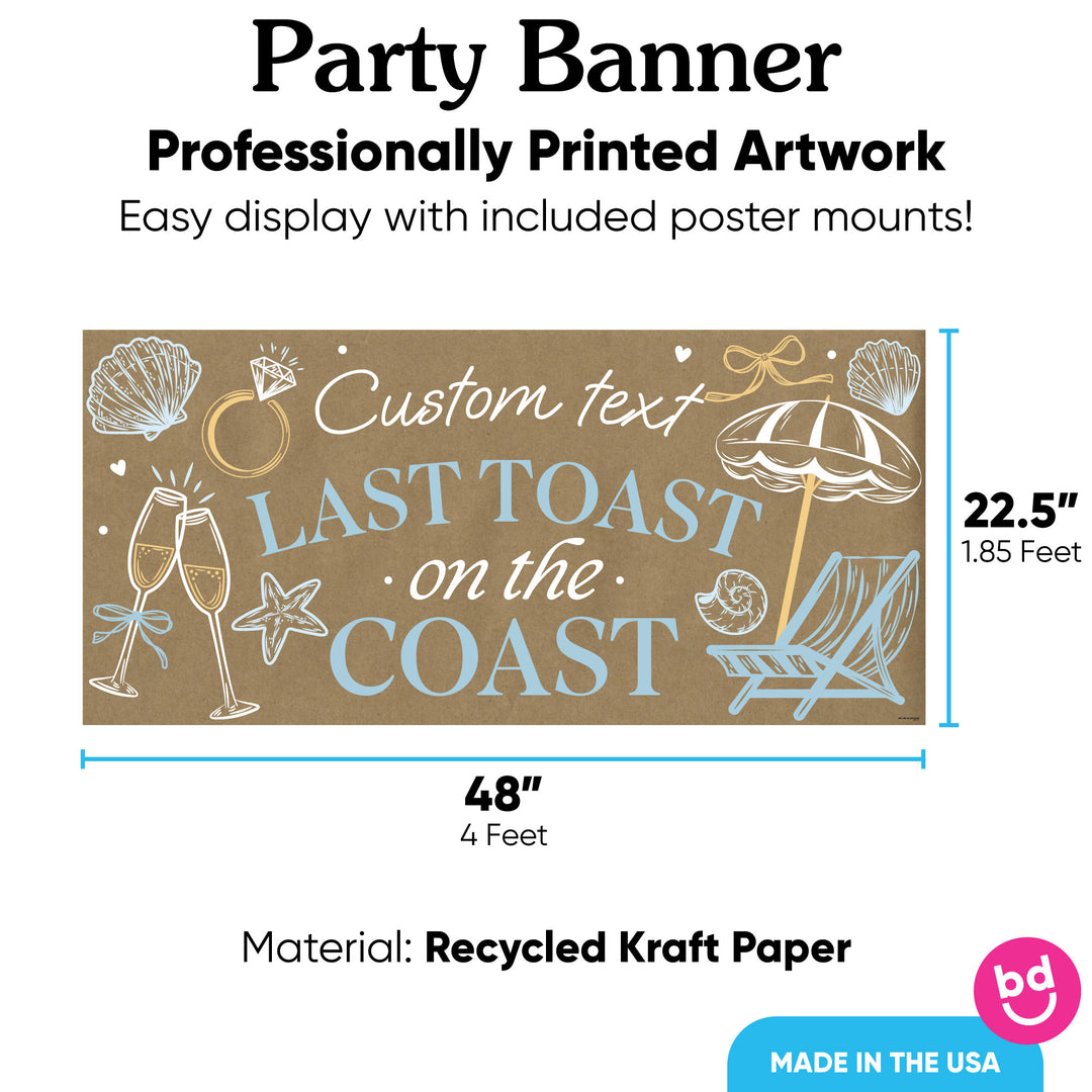 Beach party kraft banner 48x22.5 inches with 8 poster mounts included