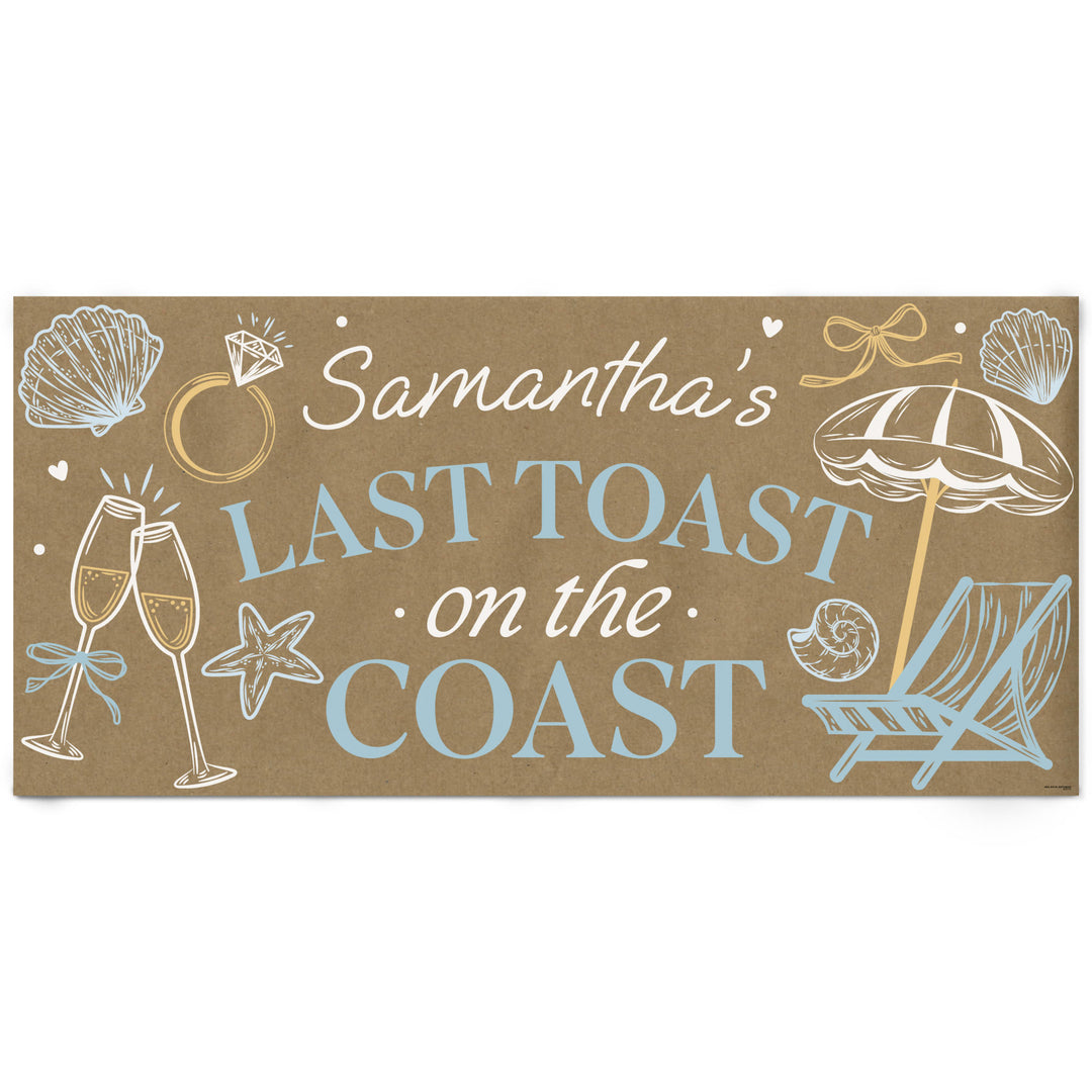 Last Toast on the Coast personalized kraft beach bachelorette banner