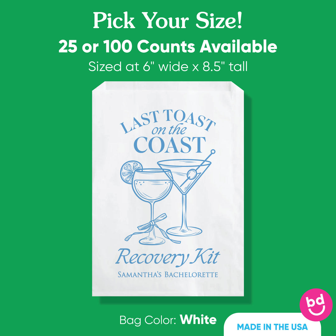 Custom Text Paper Treat Bags - Last Toast On The Coast - 100 Ct