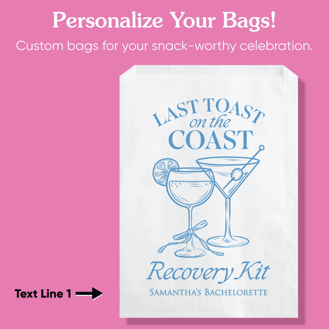 Custom Text Paper Treat Bags - Last Toast On The Coast - 100 Ct