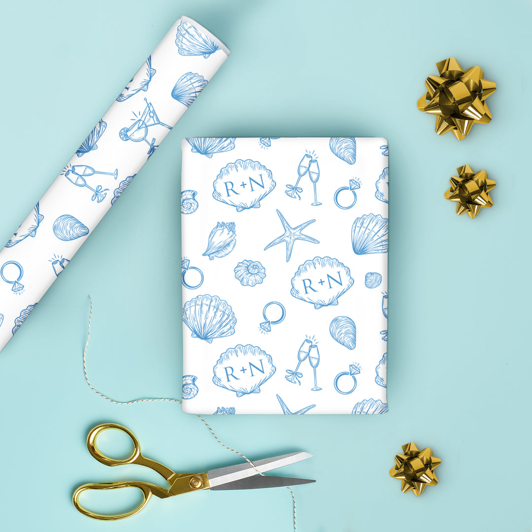 Custom Text Last Toast on the Coast Bachelorette Wrapping Paper
