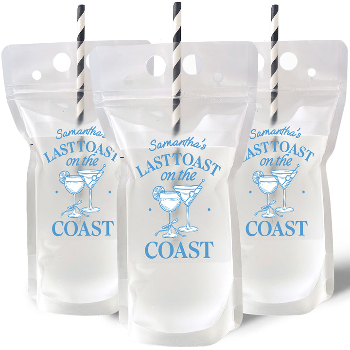 Custom Text Drink Pouches - Last Toast on the Coast - 12 Ct