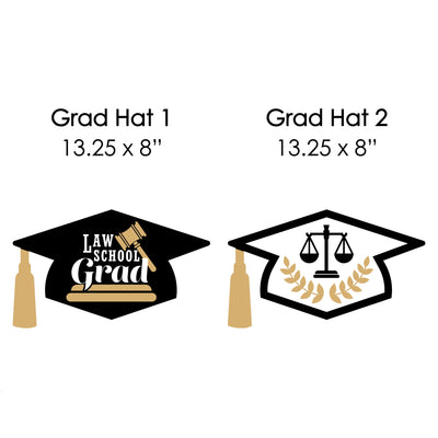 Law School Grad - Grad Cap Lawn Decorations - Outdoor Future Lawyer Graduation Party Yard Decorations - 10 Piece