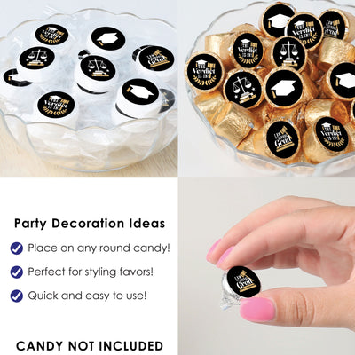 Law School Grad - Future Lawyer Graduation Party Small Round Candy Stickers - Party Favor Labels - 324 Count