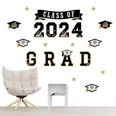 Law School Grad - Peel and Stick 2024 Future Lawyer Graduation Party Vinyl Wall Art Stickers - Wall Decals - Set of 20