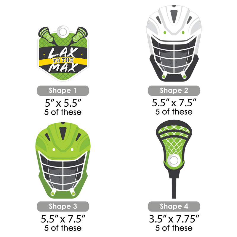 Lax to the Max - Lacrosse - Helmet, Stick, and Shield Decorations DIY Party Essentials - Set of 20