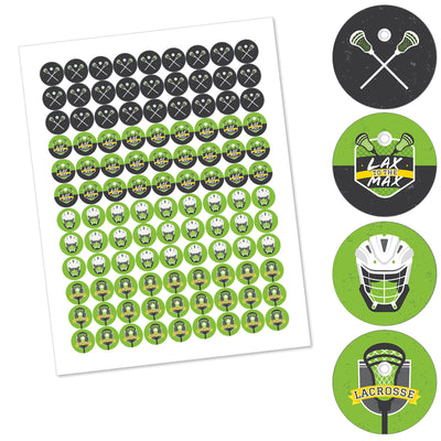 Lax to the Max - Lacrosse - Party Round Candy Sticker Favors - Labels Fit Chocolate Candy (1 sheet of 108)