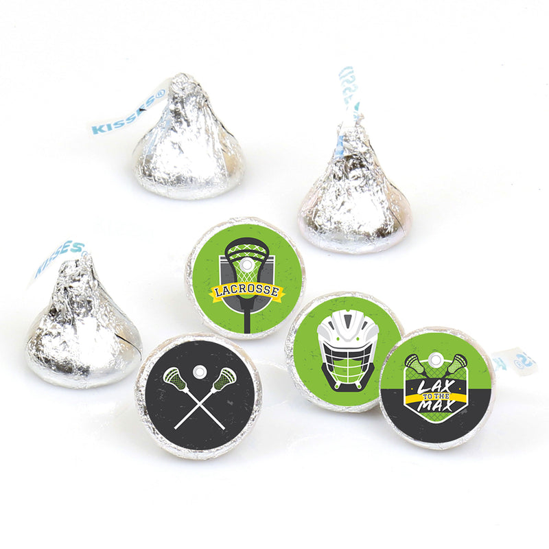 Lax to the Max - Lacrosse - Party Round Candy Sticker Favors - Labels Fit Chocolate Candy (1 sheet of 108)