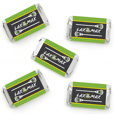 Lax to the Max - Lacrosse - Mini Candy Bar Wrapper Stickers - Party Small Favors - 40 Count