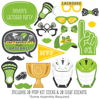 Lax to the Max - Lacrosse - Personalized Party Photo Booth Props Kit - 20 Count