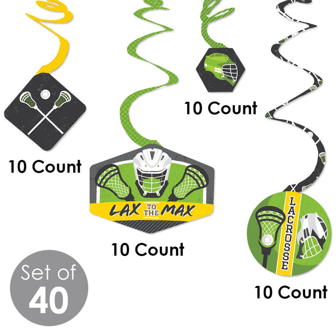 Lax to the Max - Lacrosse - Party Hanging Decor - Party Decoration Swirls - Set of 40