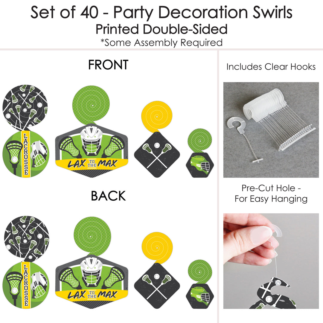 Lax to the Max - Lacrosse - Party Hanging Decor - Party Decoration Swirls - Set of 40