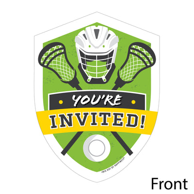 Lax to the Max - Lacrosse - Shaped Fill-In Invitations - Party Invitation Cards with Envelopes - Set of 12