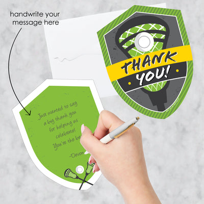 Lax to the Max - Lacrosse - Shaped Thank You Cards - Party Thank You Note Cards with Envelopes - Set of 12