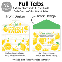 So Fresh - Lemon - Citrus Lemonade Party Game Pickle Cards - Pull Tabs 3-in-a-Row - Set of 12