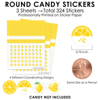 So Fresh - Lemon - Citrus Lemonade Party Small Round Candy Stickers - Party Favor Labels - 324 Count