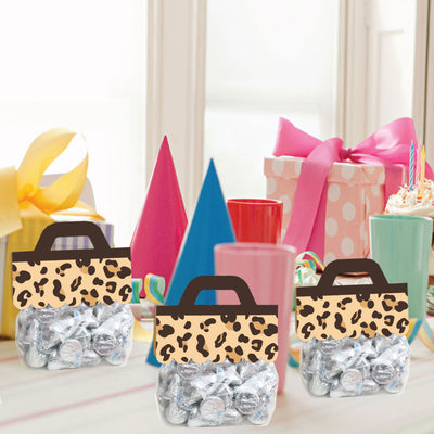 Leopard Print - DIY Cheetah Party Clear Goodie Favor Bag Labels - Candy Bags with Toppers - Set of 24