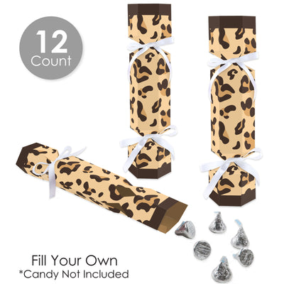 Leopard Print - No Snap Cheetah Party Table Favors - DIY Cracker Boxes - Set of 12