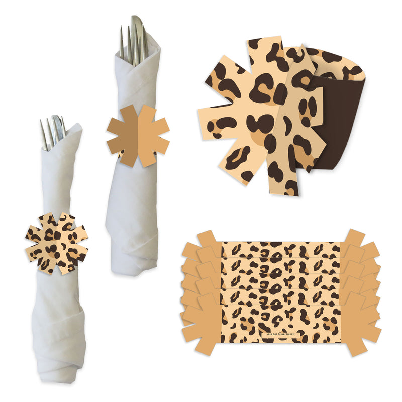 Leopard Print - Cheetah Party Paper Napkin Holder - Napkin Rings - Set of 24