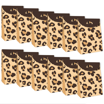 Leopard Print - Cheetah Gift Favor Bags - Party Goodie Boxes - Set of 12