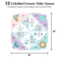 Let’s Be Mermaids - Baby Shower or Birthday Party Cootie Catcher Game - Jokes and Dares Fortune Tellers - Set of 12