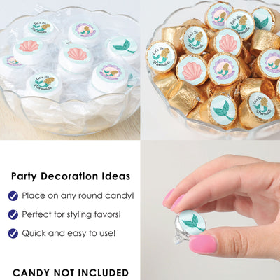 Let’s Be Mermaids - Baby Shower or Birthday Party Small Round Candy Stickers - Party Favor Labels - 324 Count