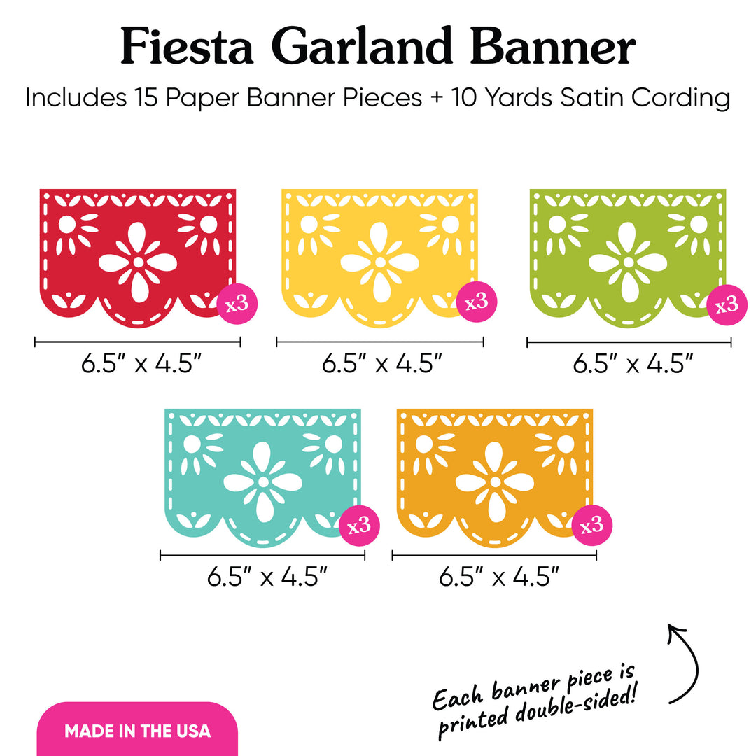 Let's Fiesta Garland Banner - 15 Pc