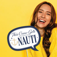 Close up of funny sayings on nautical photo props