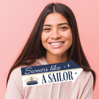 Close up of funny sayings on nautical photo props