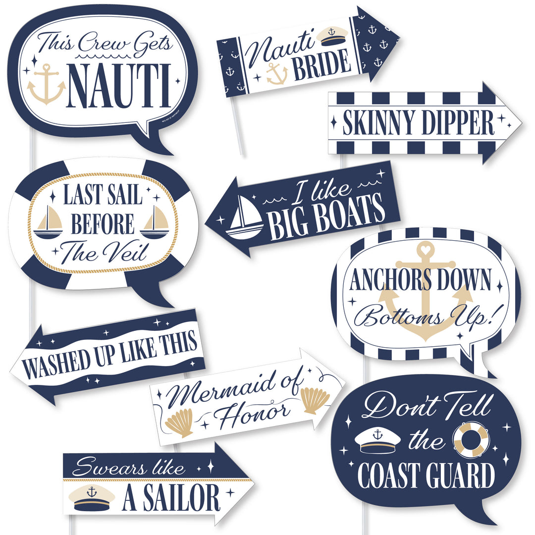 Let’s Get Nauti photo booth props kit nautical bachelorette party