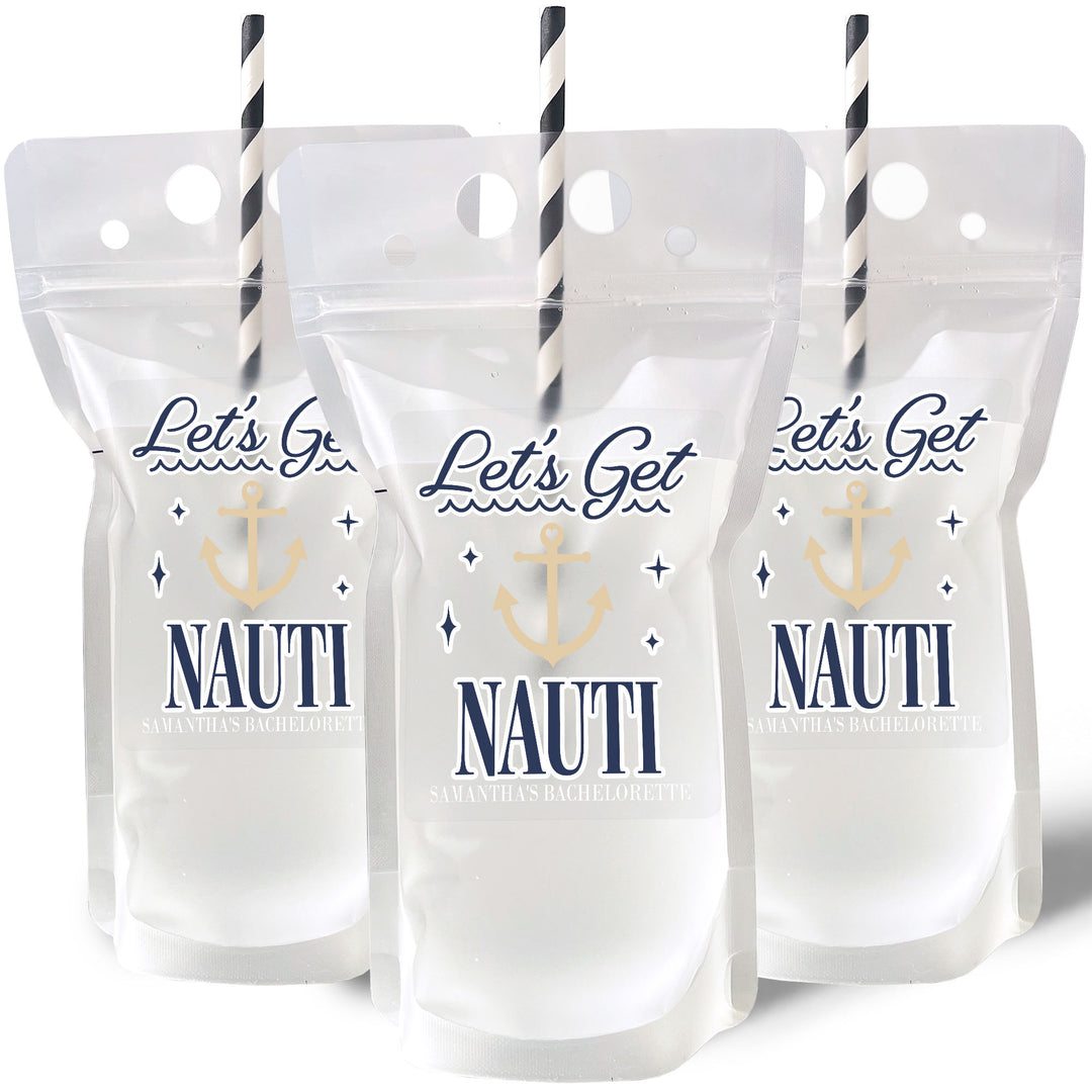 Custom Text Drink Pouches - Let's Get Nauti - 12 Ct