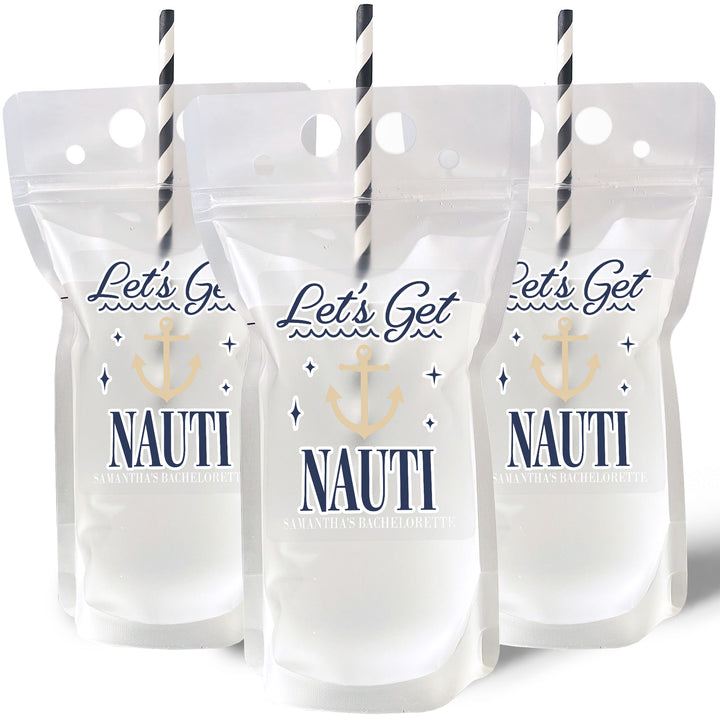 Custom Text Drink Pouches - Let's Get Nauti - 12 Ct