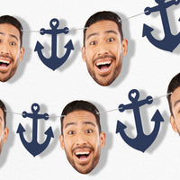 Custom Let’s Get Nauti face garland banner with photo cutouts