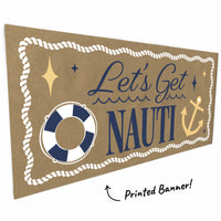 Close up of kraft banner artwork anchor rope and coastal details