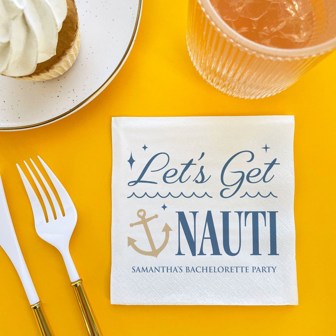 Close up of printed napkin design with anchor graphic