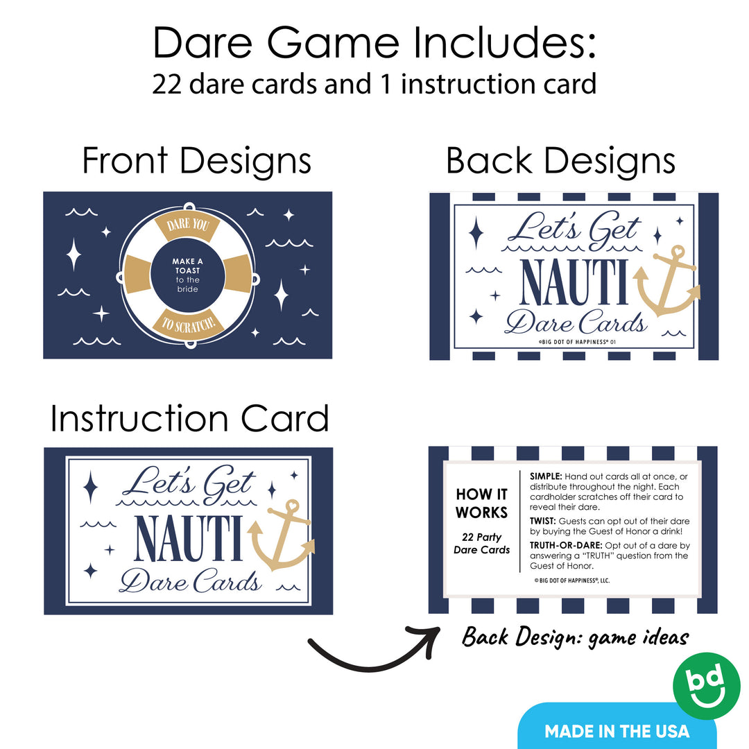 Set of 22 dare scratch off cards with instruction card included
