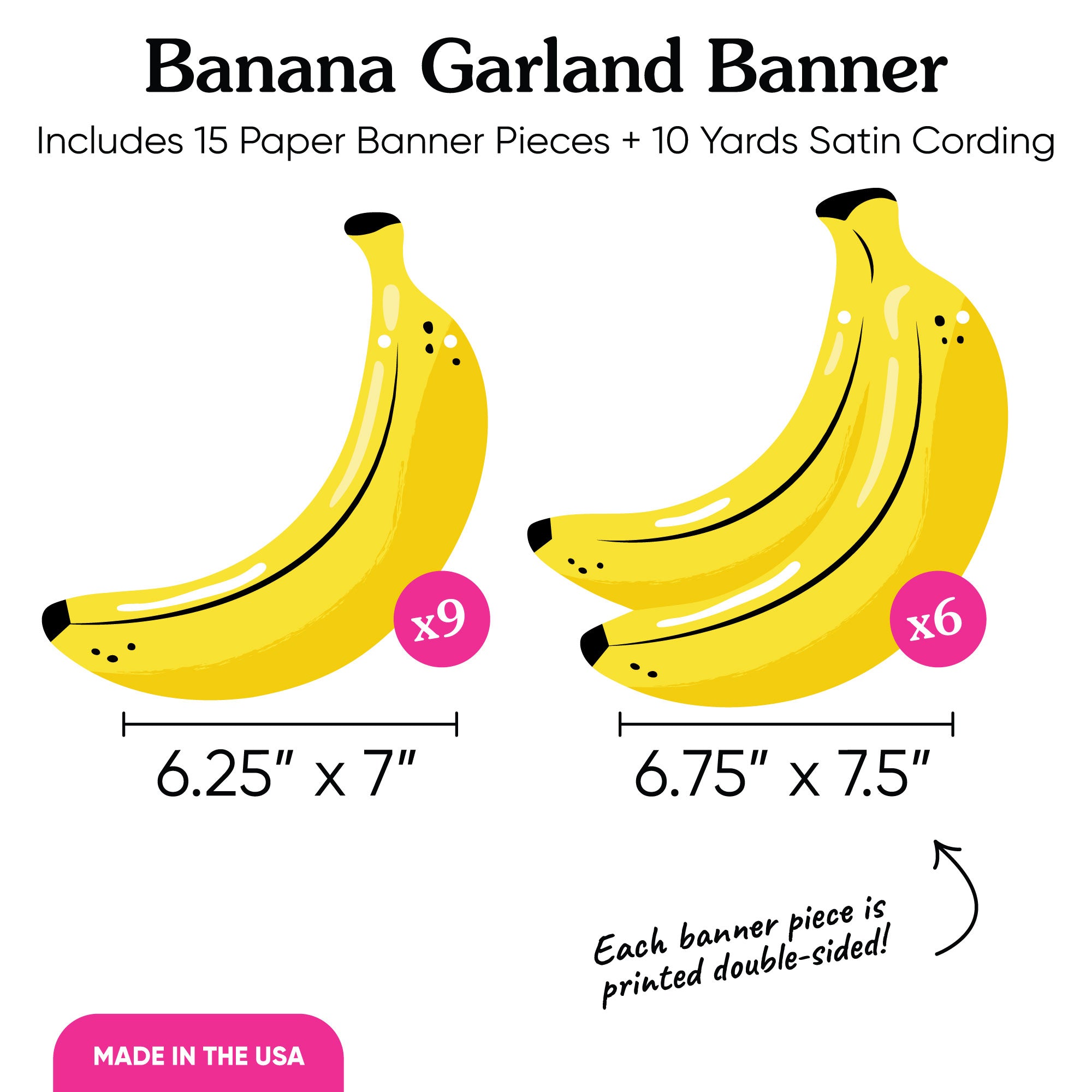 Banana Garland Banner Printed Double-sided on Heavy Duty Paper