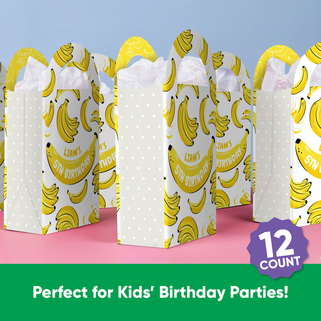 Custom Text Let's Go Bananas Paper Favor Bags - 12 Ct