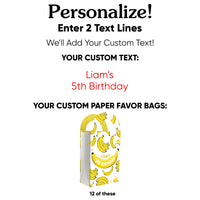 Custom Text Let's Go Bananas Paper Favor Bags - 12 Ct