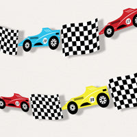 Lets Go Racing garland banner with race car shapes