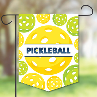 Let's Rally - Pickleball - Outdoor Home Decorations - Double-Sided Birthday or Retirement Party Garden Flag - 12 x 15.25 inches