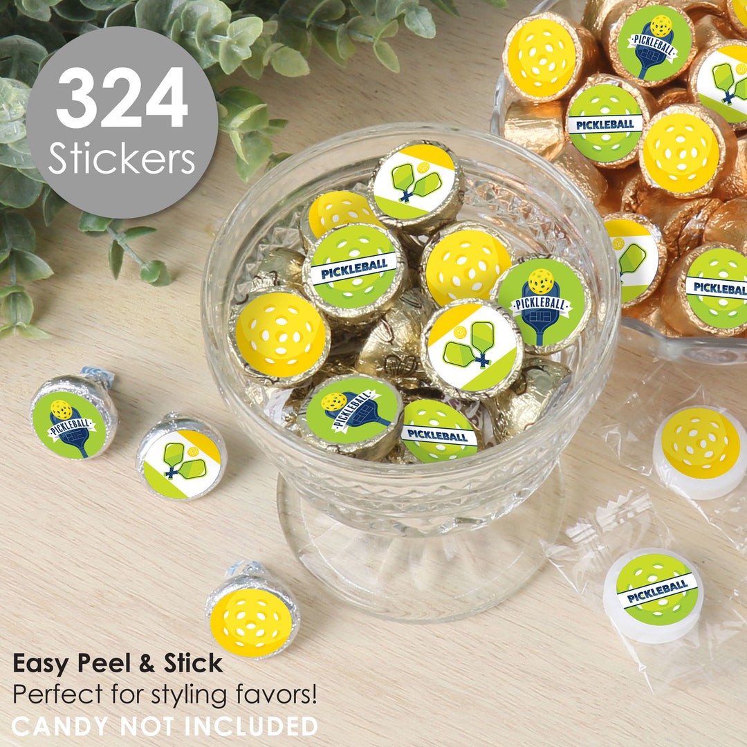 Let’s Rally - Pickleball - Birthday or Retirement Party Small Round Candy Stickers - Party Favor Labels - 324 Count