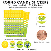 Let’s Rally - Pickleball - Birthday or Retirement Party Small Round Candy Stickers - Party Favor Labels - 324 Count