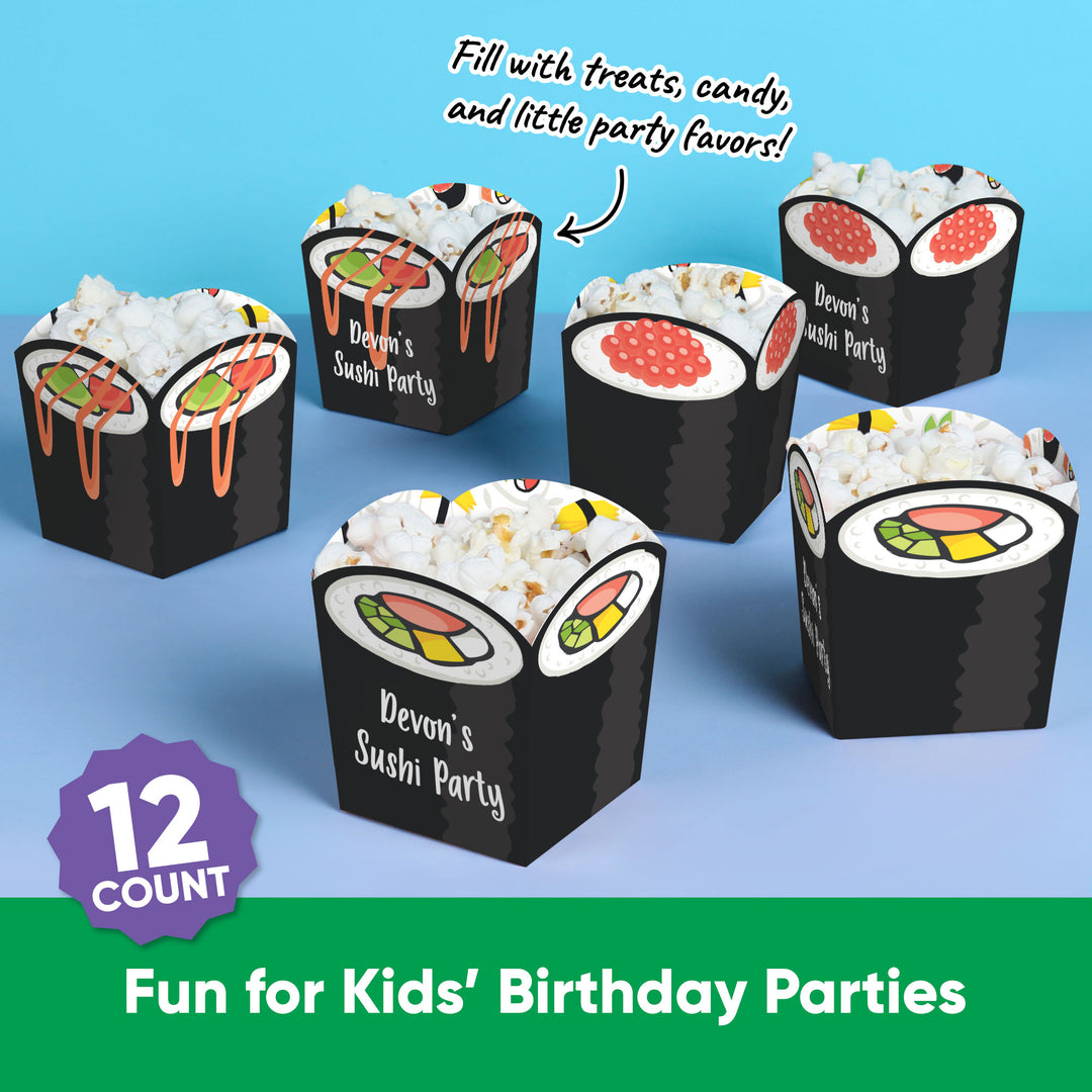 Custom Text Sushi Treat Boxes - 12 Ct
