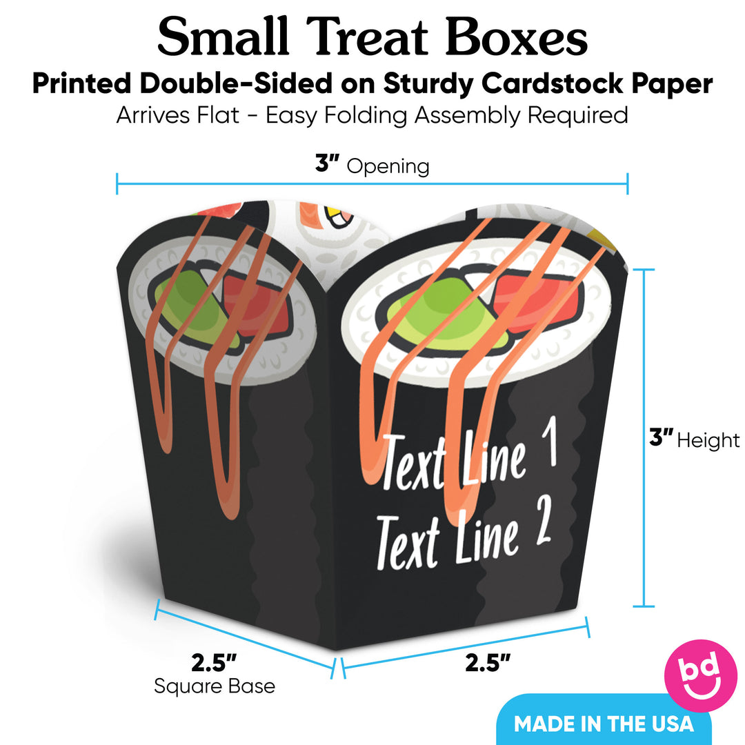 Custom Text Sushi Treat Boxes - 12 Ct