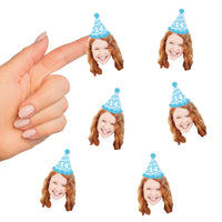 Custom Face Stickers - Birthday Hat - 24 Ct